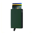 Secrid Slimwallet Matte│art. SM-GREEN-BLACK│Pasjeshouder│voorkant met uitgeschoven pasjes en clip