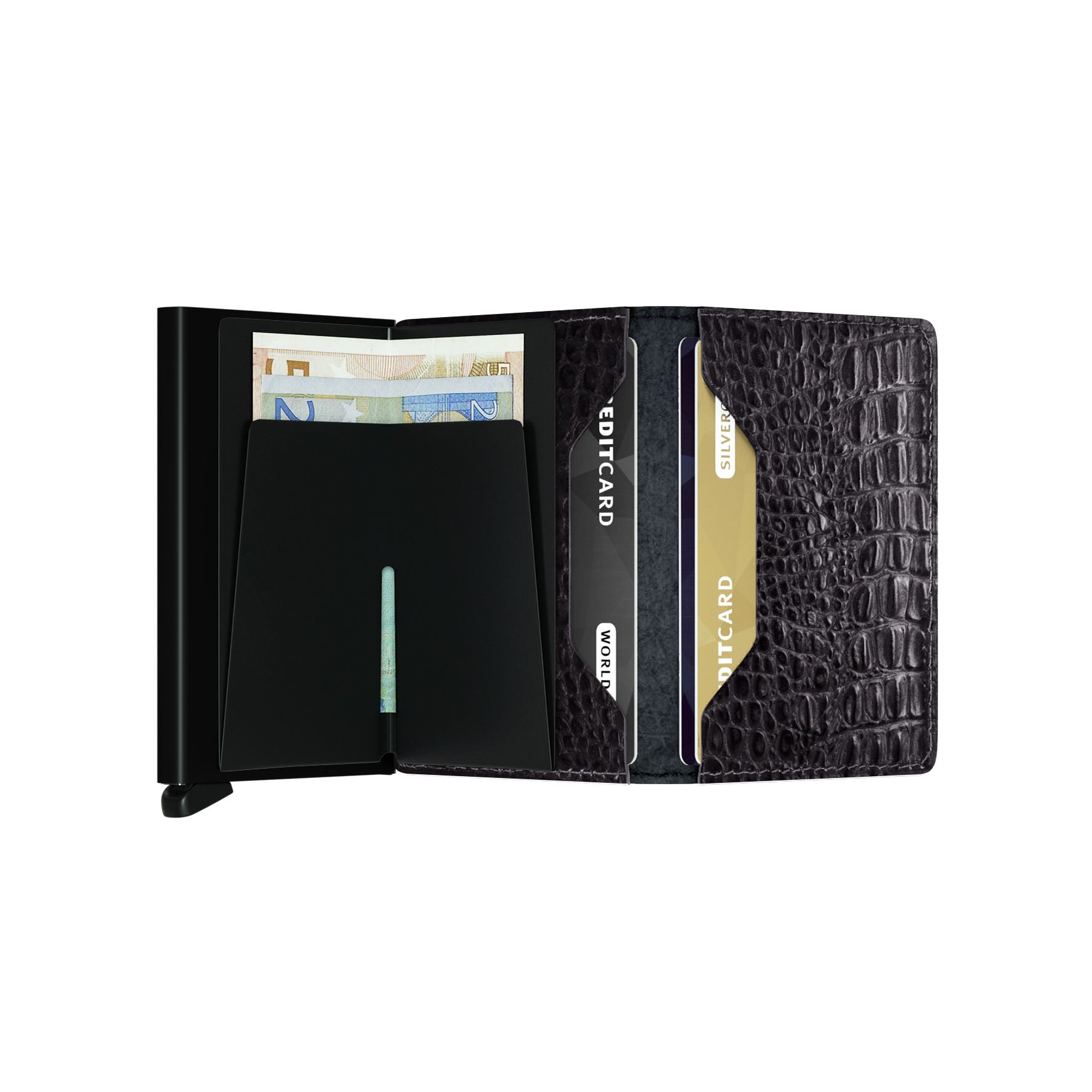 Secrid Slimwallet Nile│art. SN-BLACK│Pasjeshouder│geopend met contant geld