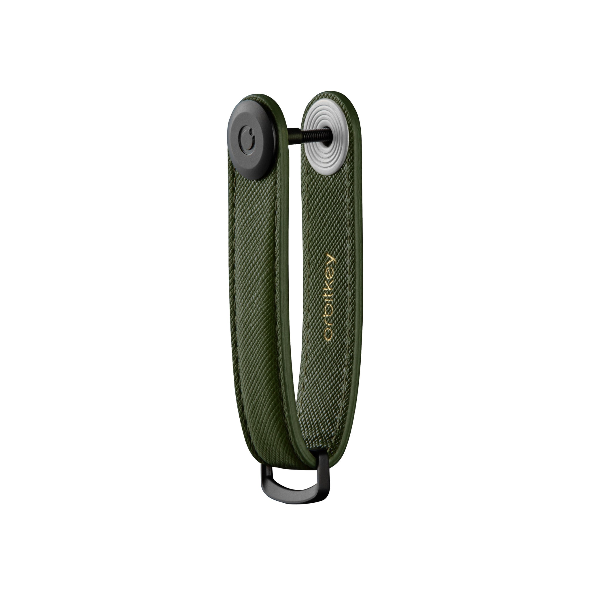 Key Organizer Orbitkey│Saffiano Leather Olive│SFLO-2-OVOVBK│Sleutelhanger leer zijkant zonder sleutels