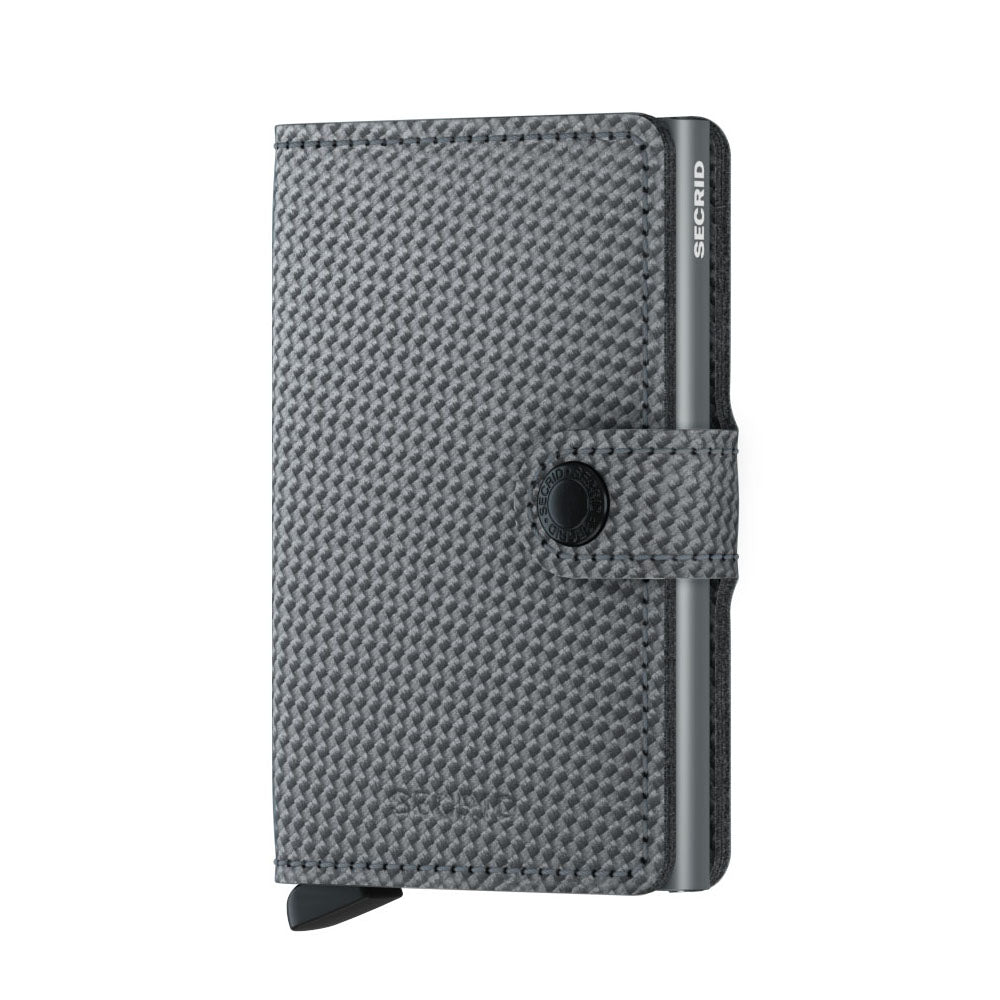 Secrid Miniwallet Carbon│art. MCA-COOL GREY│pasjeshouder│voorkant met witte achtergrond