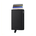 Secrid Slimwallet Carbon│art. SCA-BLACK│Pasjeshouder│voorkant met uitgeschoven pasjes en clip