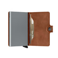 Secrid Miniwallet Vintage│art. MV-COGNAC&SILVER│Pasjeshouder en Portemonnee│half geopend