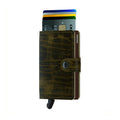 Secrid Miniwallet Dutch Martin│art.MDM-OLIVE│Pasjeshouder en Portemonnee│voorkant met uitgeschoven kaarten