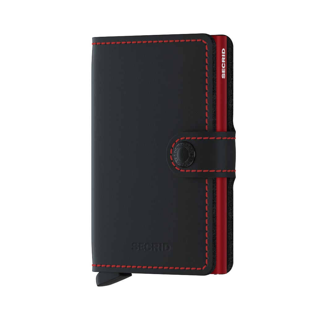 Secrid Miniwallet Matte│art. MM-BLACK&RED│Pasjeshouder en Portemonnee│voorkant witte achtergrond