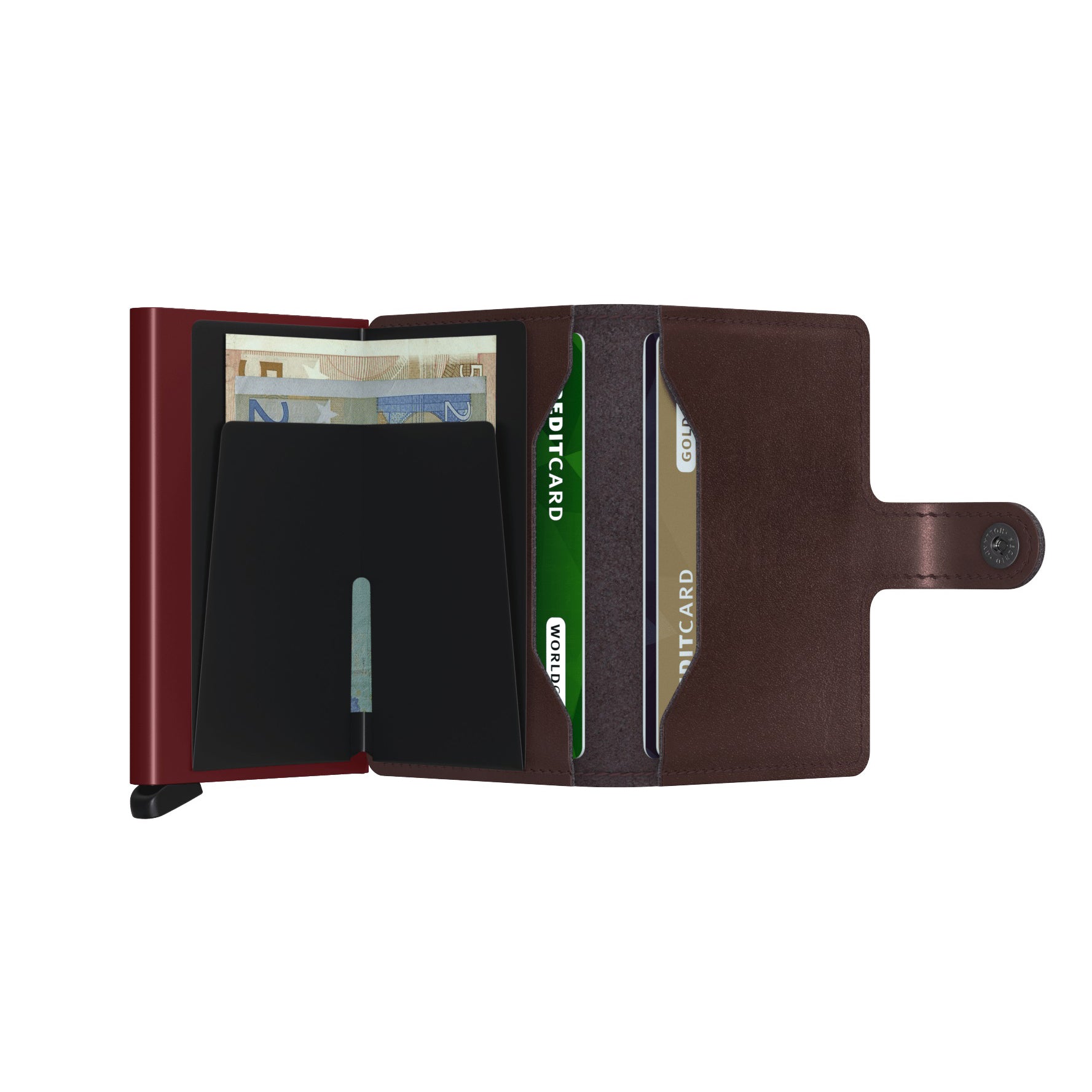 Secrid Miniwallet Metallic│art. MME-MORO│Pasjeshouder│geopend met contant geld