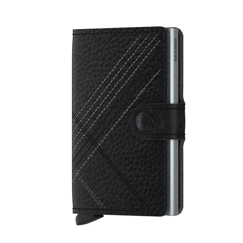 Secrid Miniwallet Stitch│Pasjeshouder│art. MST-LINEA-BLACK│voorkant met witte achtergrond