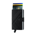 Secrid Miniwallet Stitch│Pasjeshouder│art. MST-LINEA-BLACK│voorkant met uitgeschoven pasjes