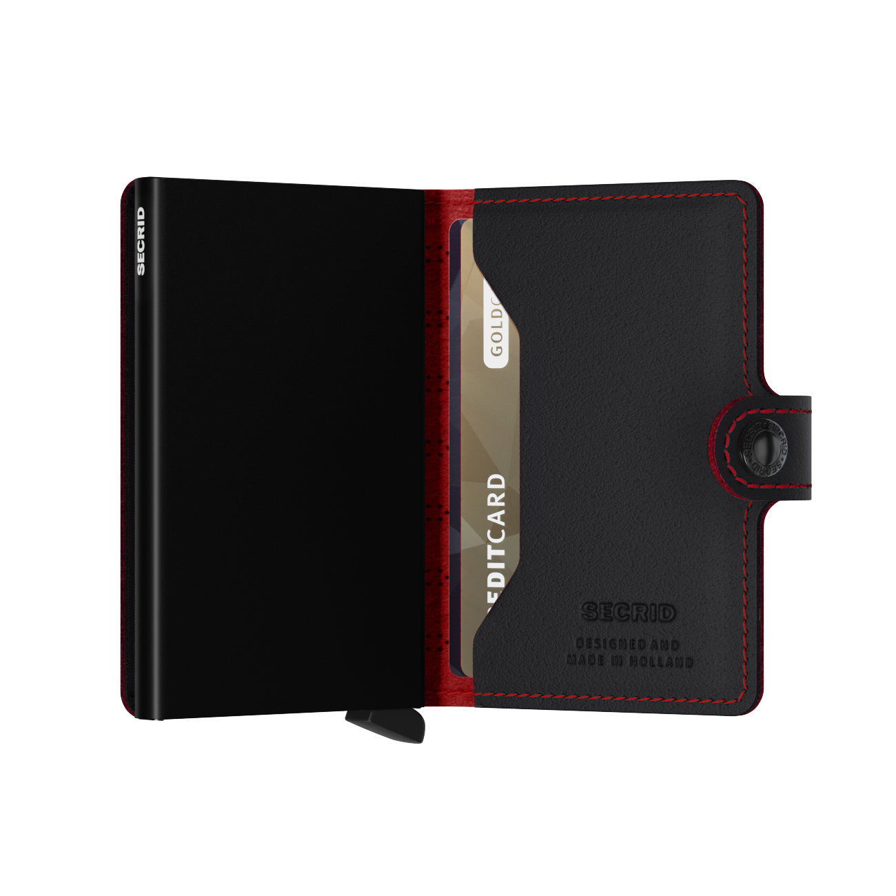 Secrid Miniwallet Fuel│Pasjeshouder en Portemonnee│art. MFU-BLACK-RED│half open