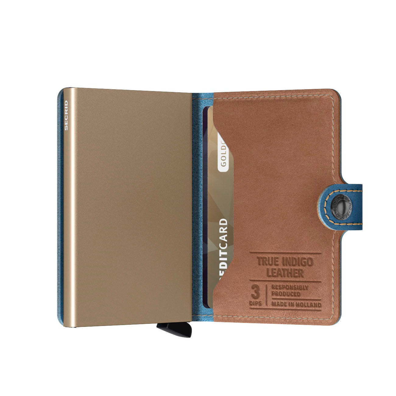 Secrid Miniwallet Indigo│art. MIN-3SAND│Pasjeshouder en Portemonnee│half open