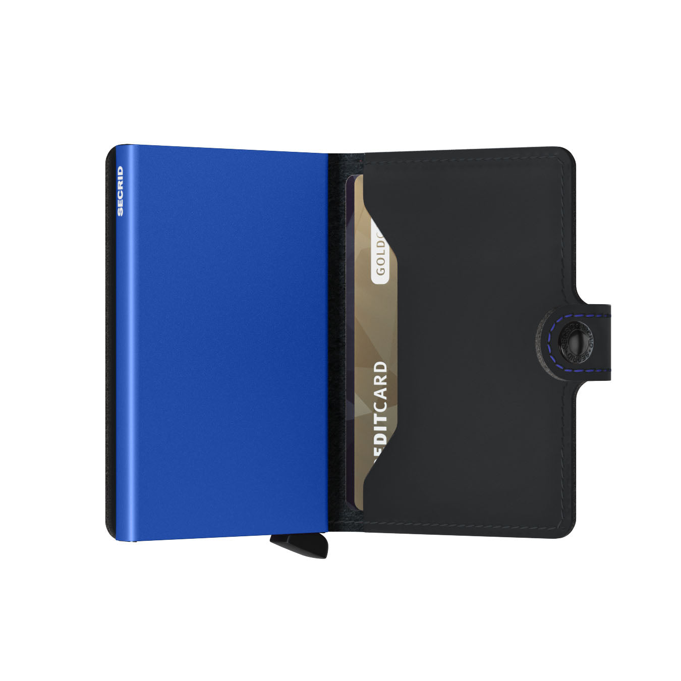 Secrid Miniwallet Matte│Pasjeshouder│art. MM-BLACK&BLUE│half open