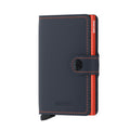 Secrid Miniwallet Matte│Pasjeshouder en Portemonnee│art. MM-NIGHTBLUE&ORANGE│vooraanzicht met witte achtergrond
