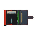 Secrid Miniwallet Matte│Pasjeshouder en Portemonnee│art. MM-NIGHTBLUE&ORANGE│geopend met contant geld