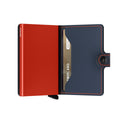 Secrid Miniwallet Matte│Pasjeshouder en Portemonnee│art. MM-NIGHTBLUE&ORANGE│half open