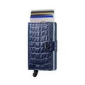 Secrid Miniwallet Nile│art. MN-BLUE│Pasjeshouder│voorkant met uitgeschoven pasjes en clip