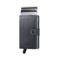 Secrid Miniwallet Original│Pasjeshouder│art. M-GREY│voorkant met uitgeschoven pasjes en clip