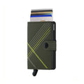 Secrid Miniwallet Stitch│art. MST-LINEA-LIME│Pasjeshouder│voorkant met uitgeschoven pasjes