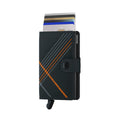 Secrid Miniwallet Stich│art. MST-LINEA-Orange│Pasjeshouder│voorkant met uitgeschoven pasjes en clip