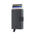 Secrid Miniwallet Twist│art. MTW-GREY│pasjeshouder│voorkant met uitgeschoven pasjes en clip