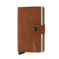 Secrid Miniwallet Vintage│art. MV-COGNAC&SILVER│Pasjeshouder en Portemonnee│vooraanzicht met witte achtergrond