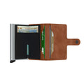 Secrid Miniwallet Vintage│art. MV-COGNAC&SILVER│Pasjeshouder en Portemonnee│geopend met contant geld
