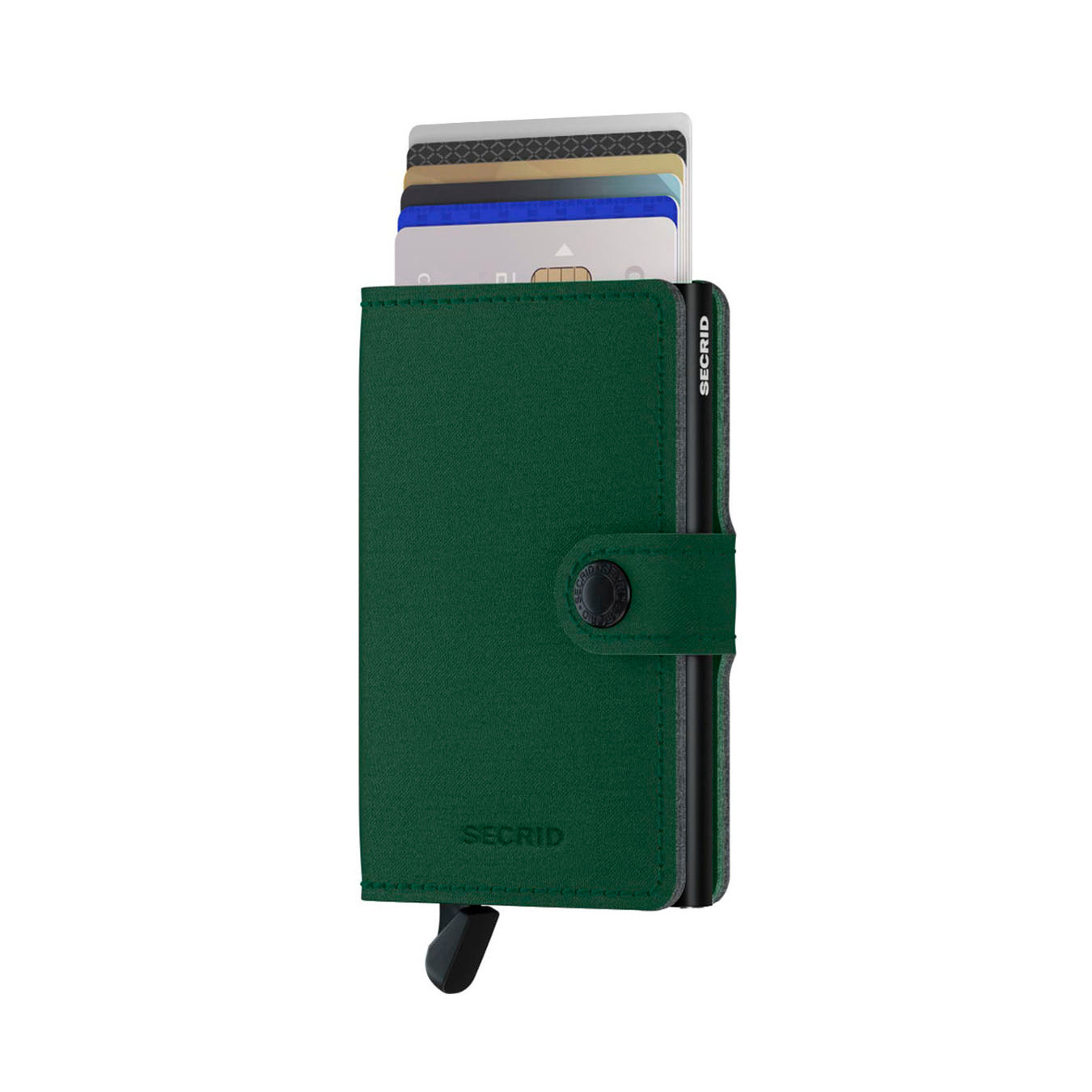 Secrid Miniwallet Yard│art. MY-GREEN│Pasjeshouder en Portemonnee│voorkant met uitgeschoven kaarten