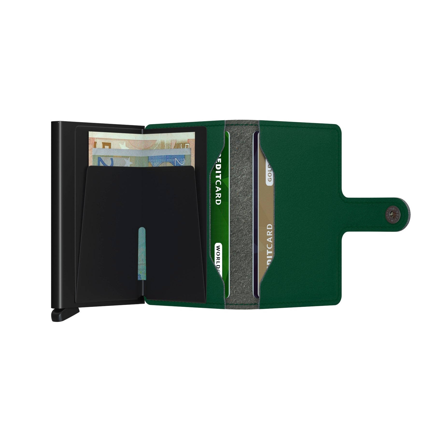 Secrid Miniwallet Yard│art. MY-GREEN│Pasjeshouder en Portemonnee│open met contant geld