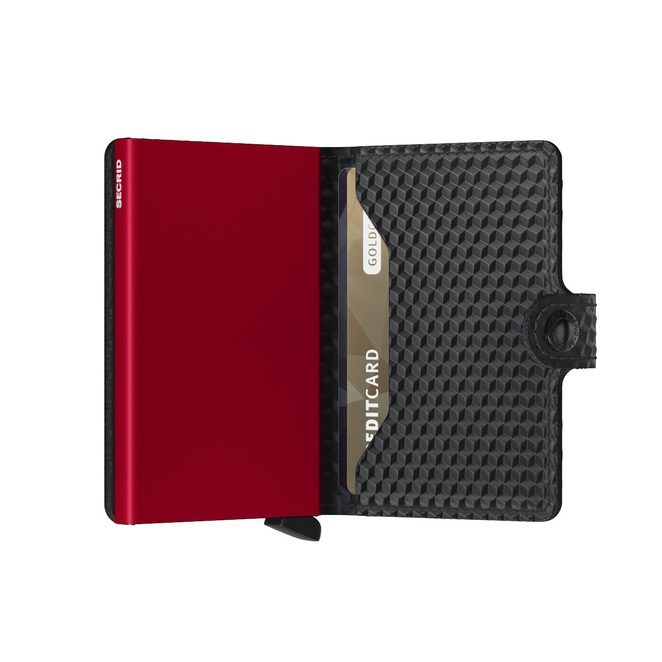 Secrid Miniwallet Cubic│art. MCU-BLACK-RED││Pasjeshouder│half open