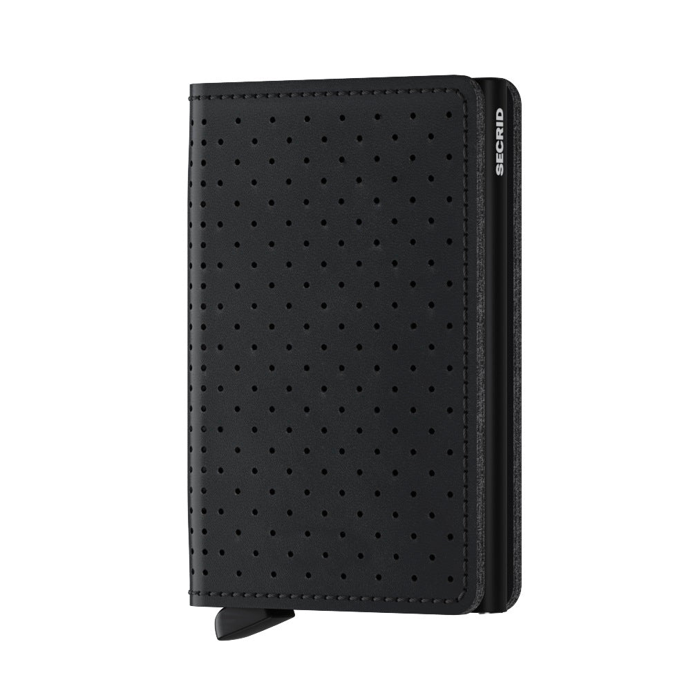 Secrid Slimwallet Perforated│art. SPF-BLACK│Pasjeshouder│voorkant met witte achtergrond