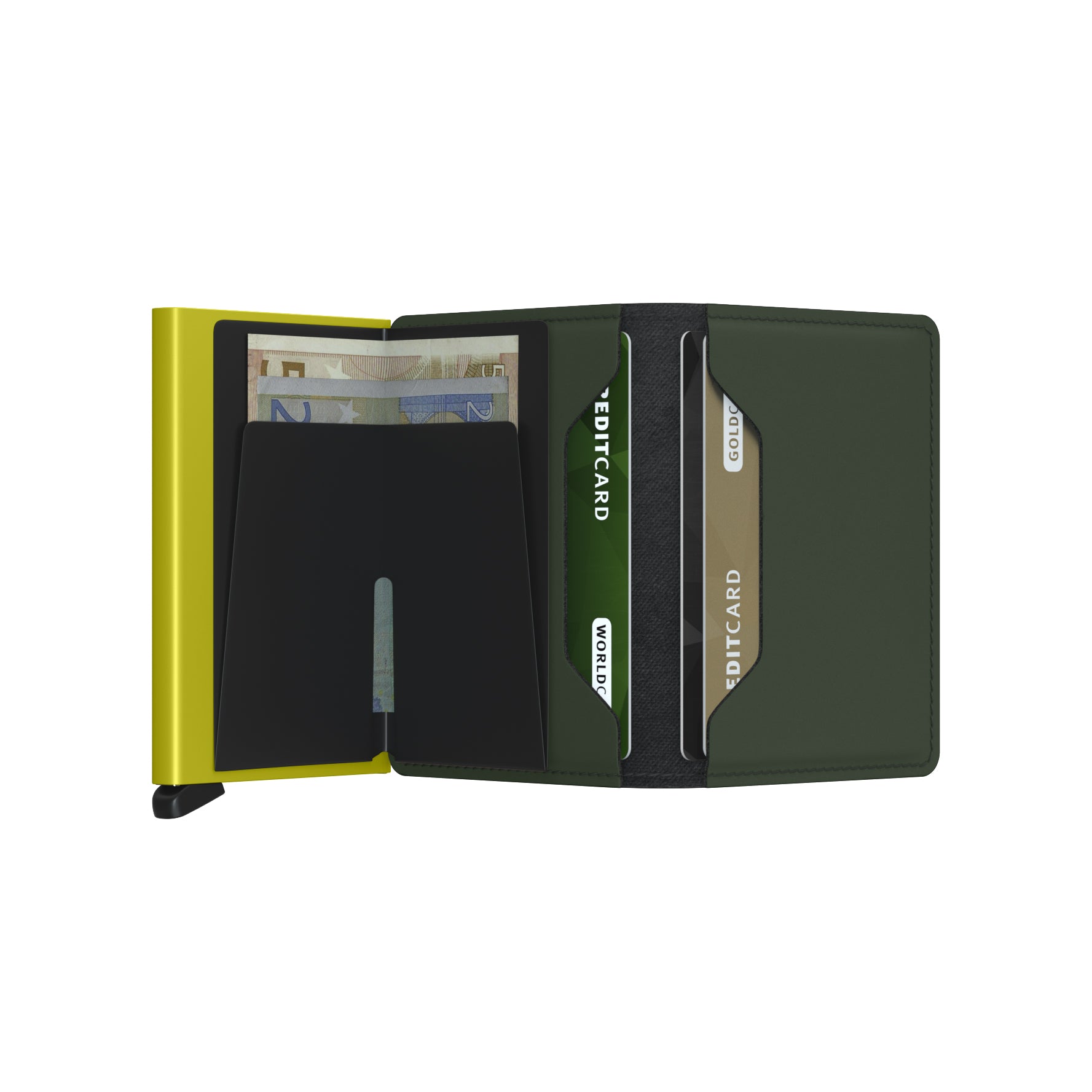 Secrid Slimwallet Matte│art. SM-GREEN&LIME│Pasjeshouder en Portemonnee│open met contant geld