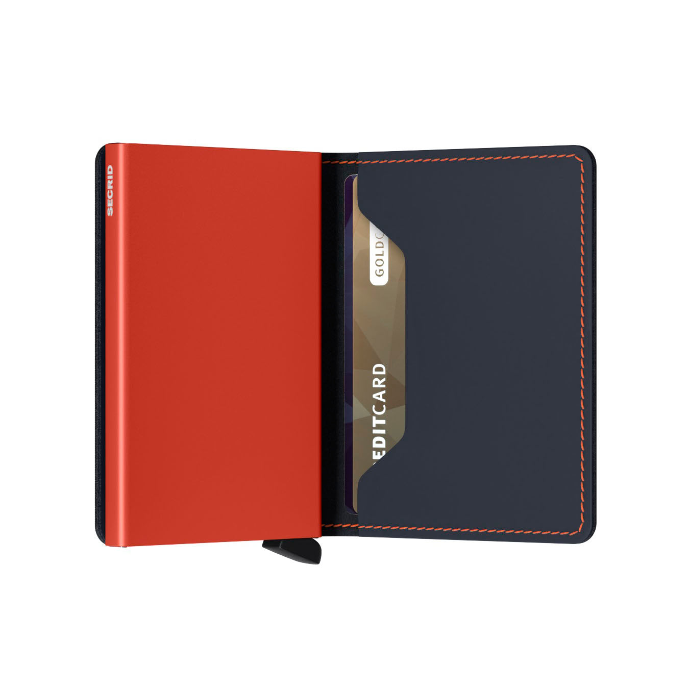 Secrid Slimwallet Matte│art. SM-NIGHTBLUE&ORANGE│Pasjeshouder en Portemonnee│half open