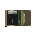 Secrid Slimwallet Saffiano│art. SSA-OLIVE│Pasjeshouder│geopend met contant geld