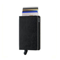 Secrid Slimwallet Veg│art. SVG-BLACK-BLACK│Pasjeshouder│voorkant met uitgeschoven pasjes en clip