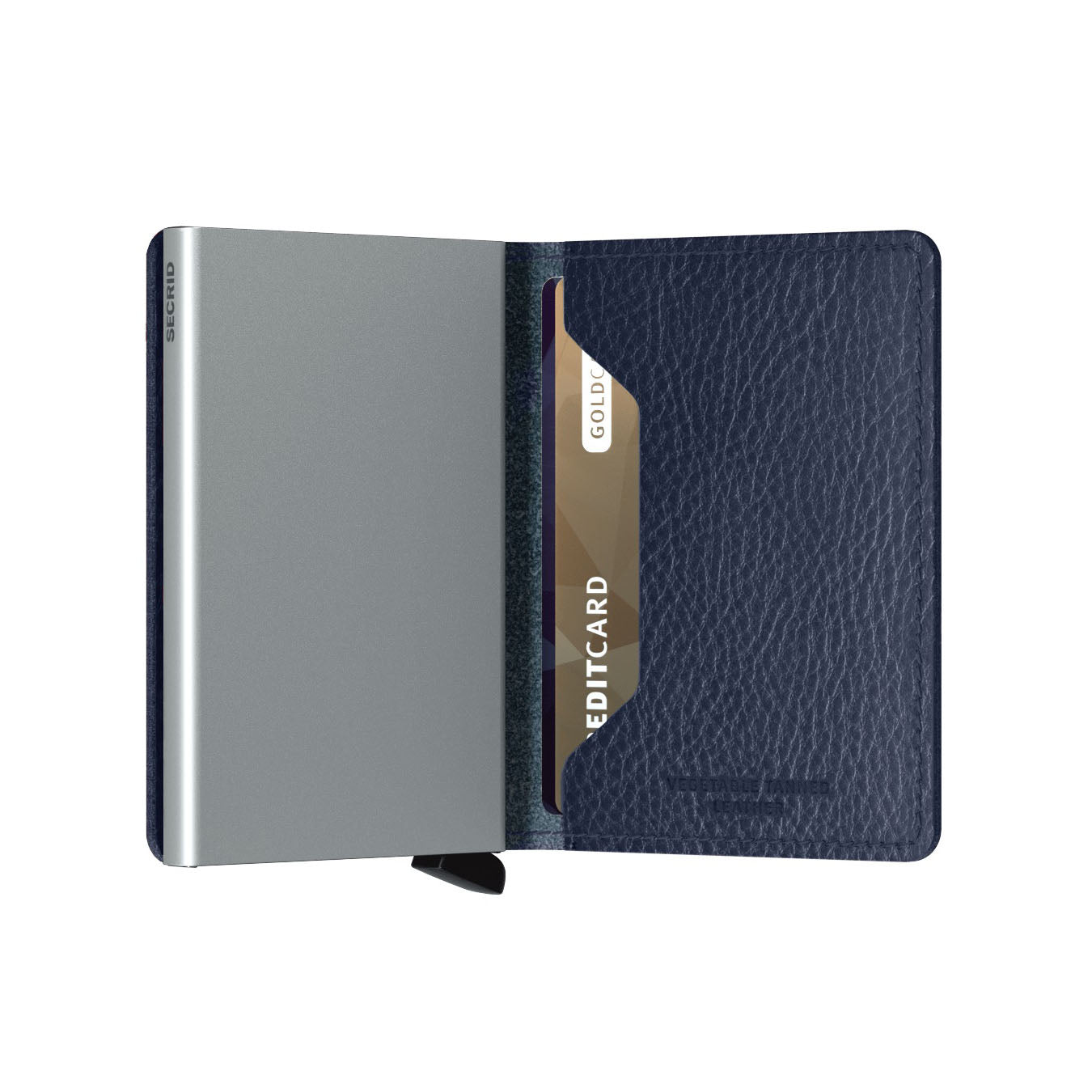 Secrid Slimwallet Veg│art. SVG-NAVY-SILVER│Kaarthouder en Portemonnee│half open