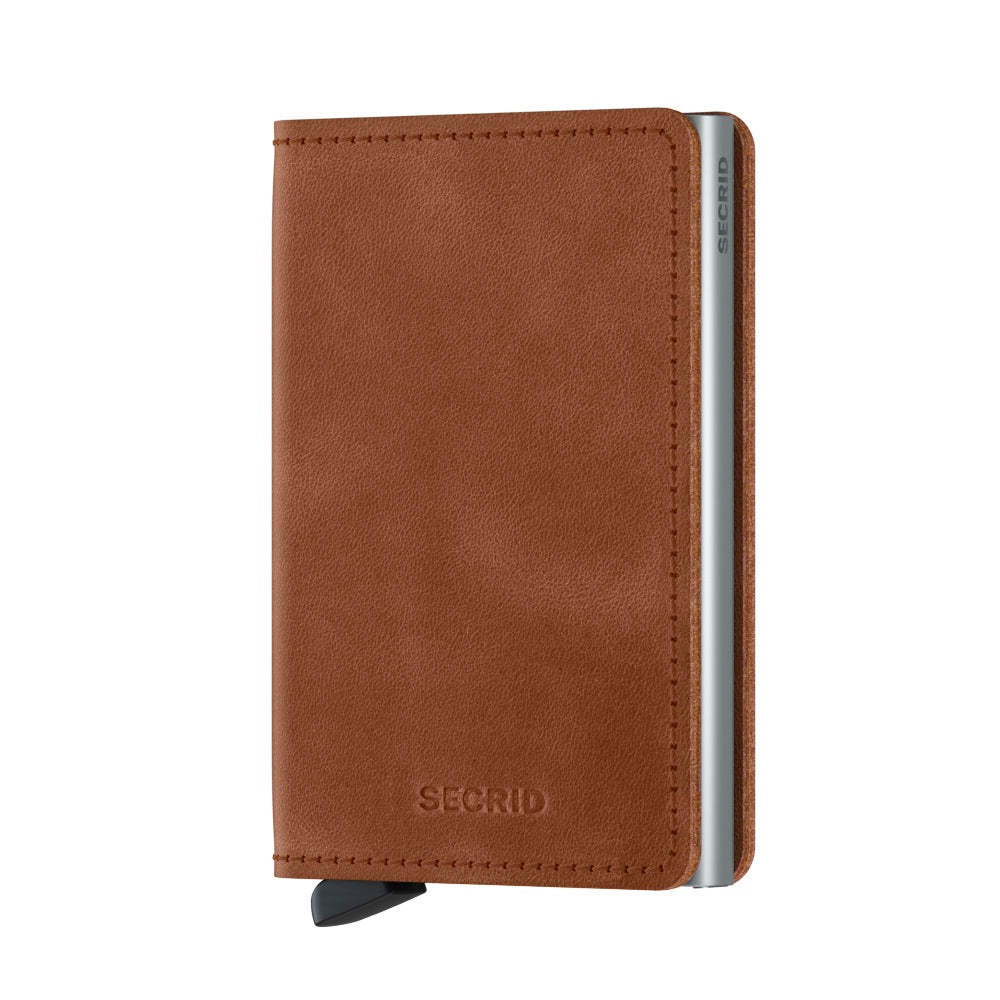 Secrid Slimwallet Vintage│Pasjeshouder│art. SV-COGNAC-SILVER│voorkant met witte achtergrond