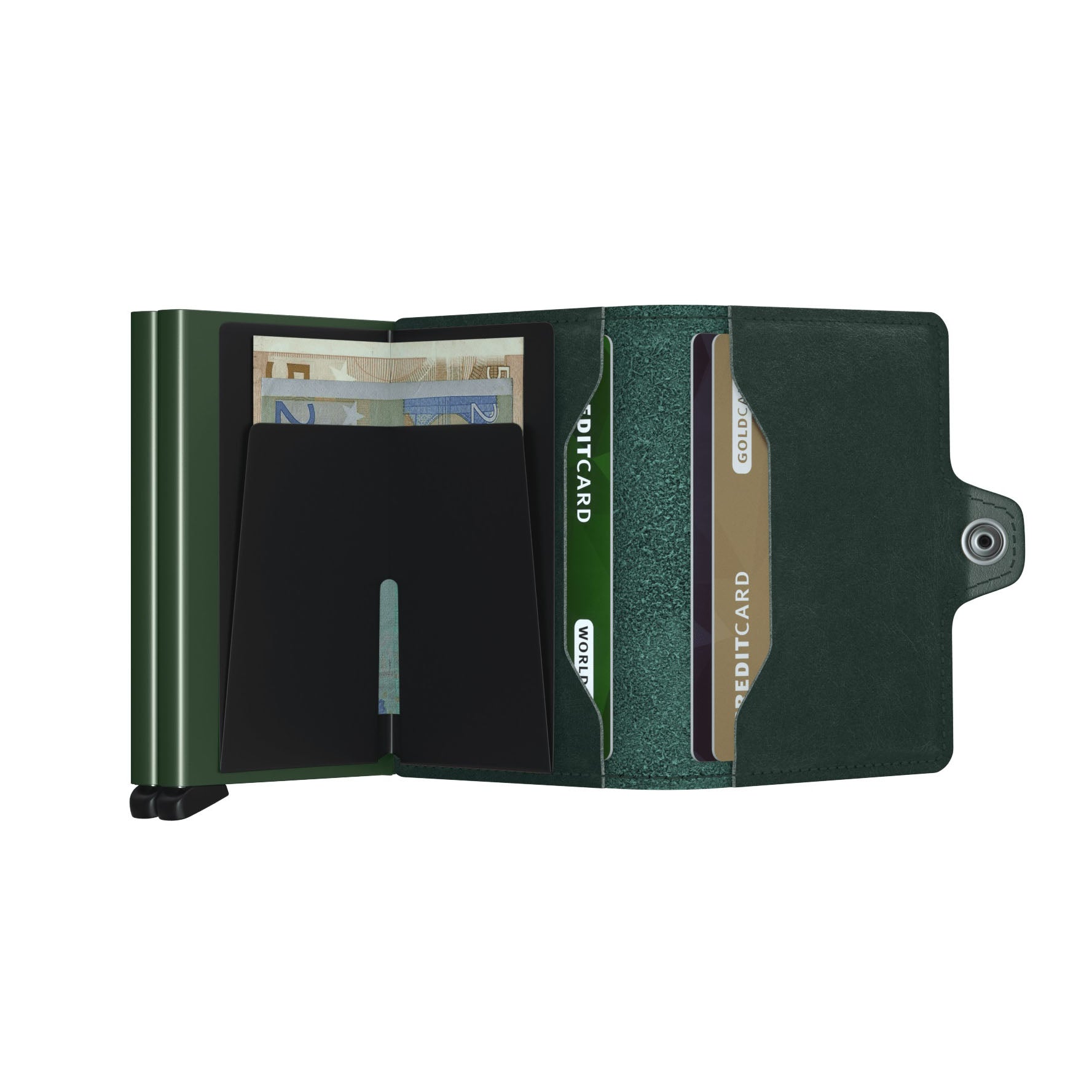 Secrid Twinwallet Original│art. TO-GREEN│Pasjeshouder│geopend met contant geld