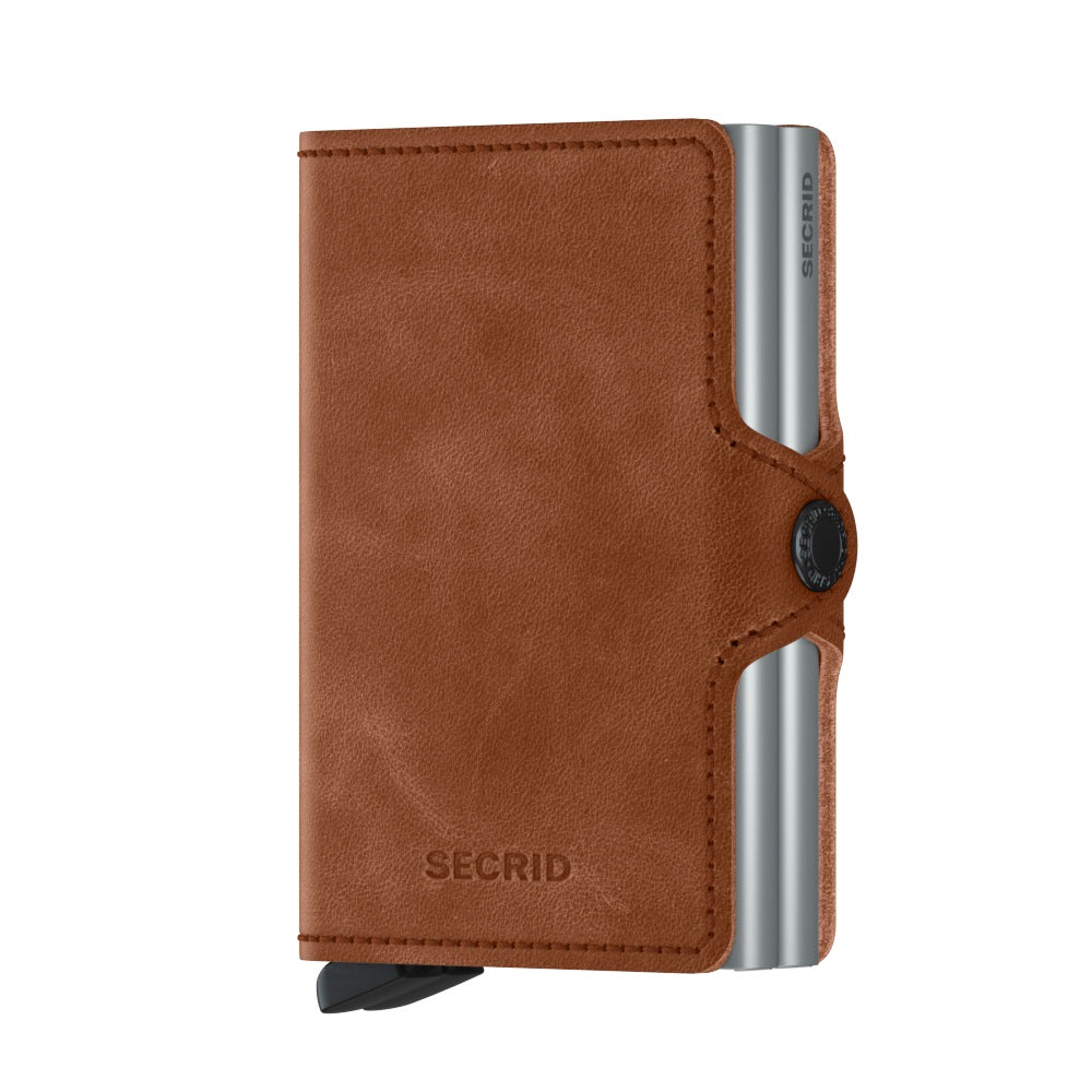 Secrid Twinwallet Vintage│art. TV-COGNAC-SILVER│Pasjeshouder│voorkant met witte achtergrond