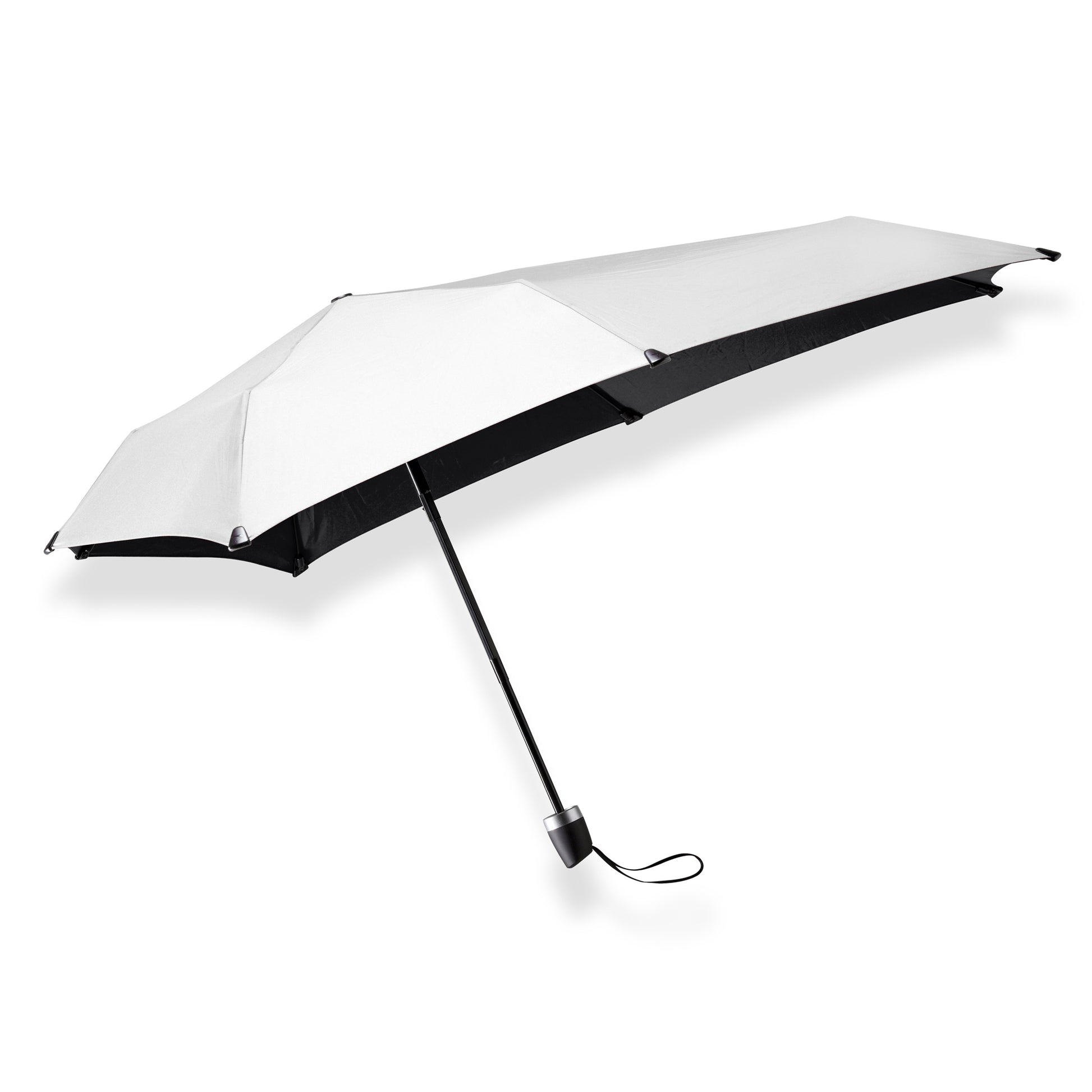 Senz Stormparaplu Mini│Opvouwbaar │Shiny Silver│Senz Umbrella│product foto open zijkant