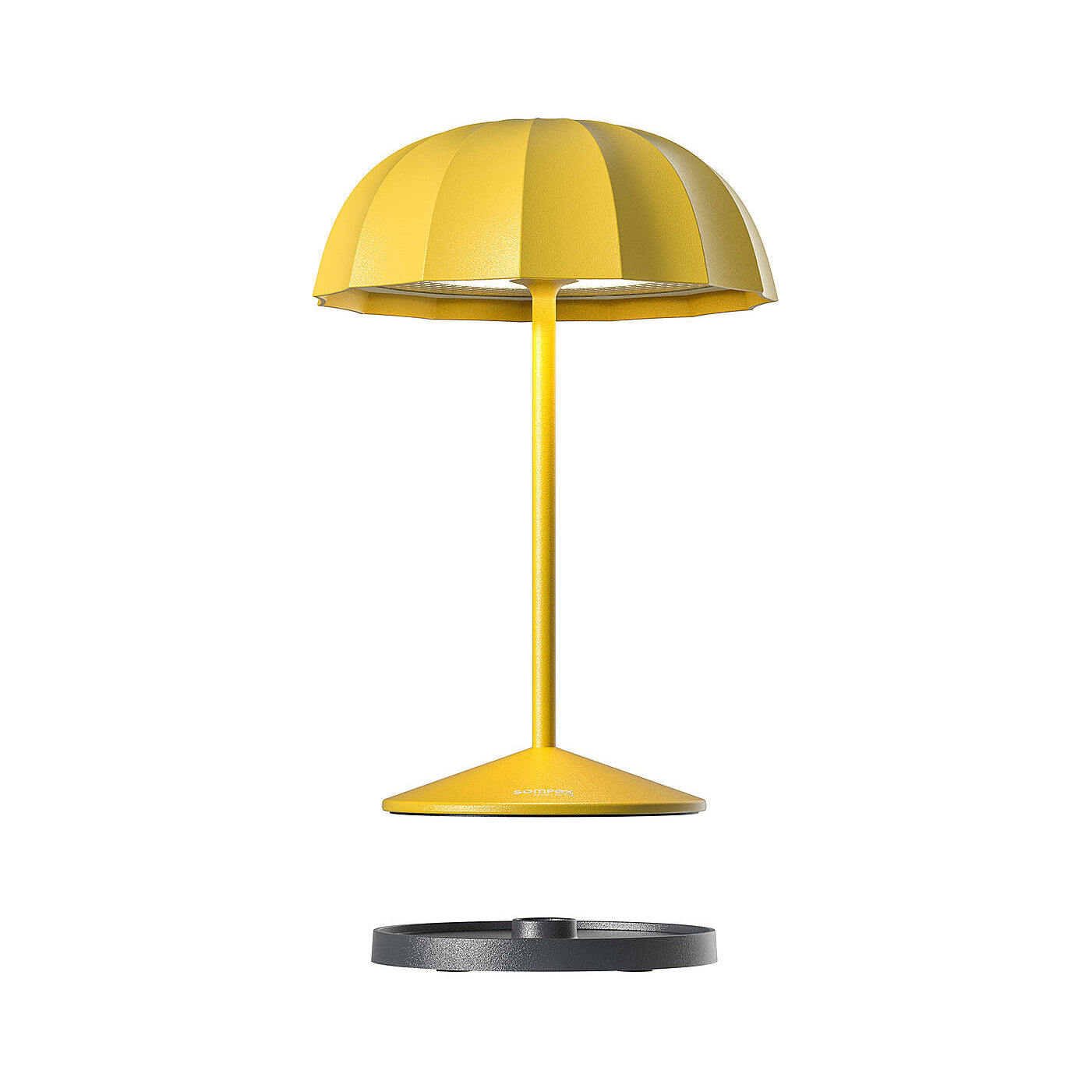 Sompex Ombrellino Oplaadbare Buitenlamp│Geel│art. 78353│zwevend boven draadloos oplaadstation