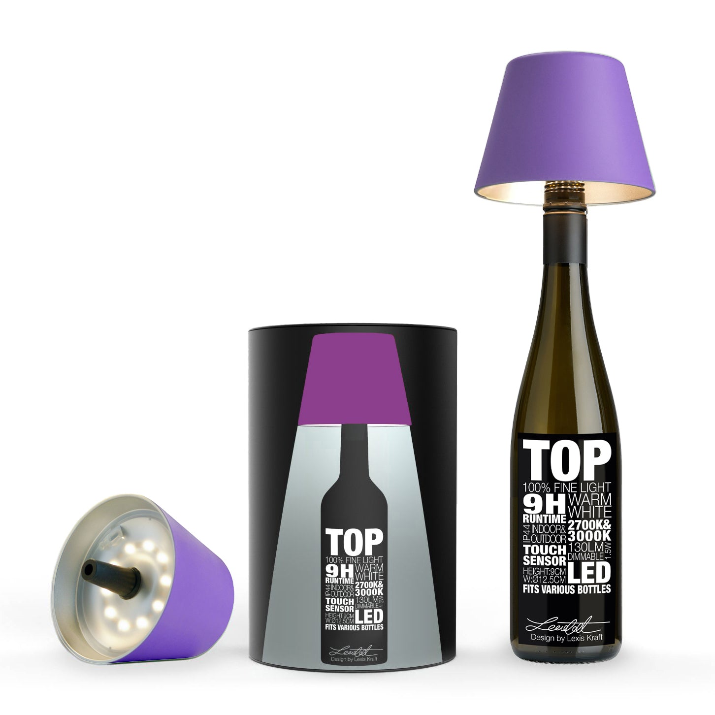 Sompex Top Oplaadbare Flessenlamp│Lila│Buitenverlichting│foto met verpakking