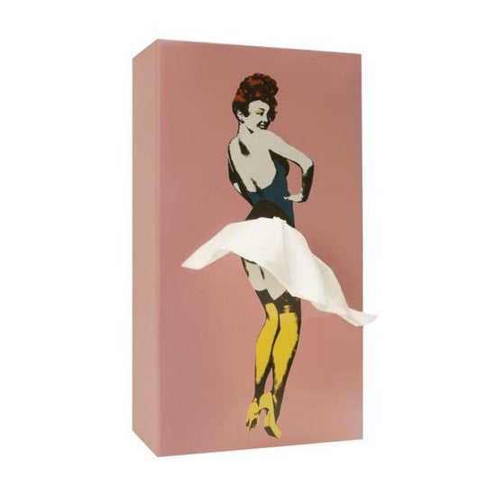 Tissue Up Girl Pink│Tissuebox Spextrum│Retro Pin-Up zakdoekhouder│foto schuin