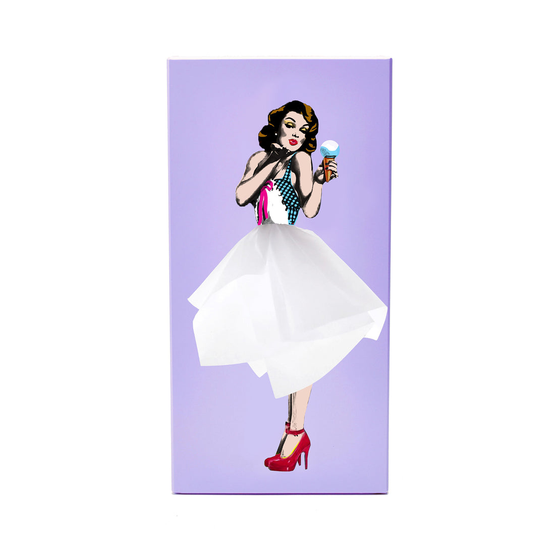 Tissue Up Girl Tissuebox│Purple│Retro Pin Up zakdoekhouder│foto front