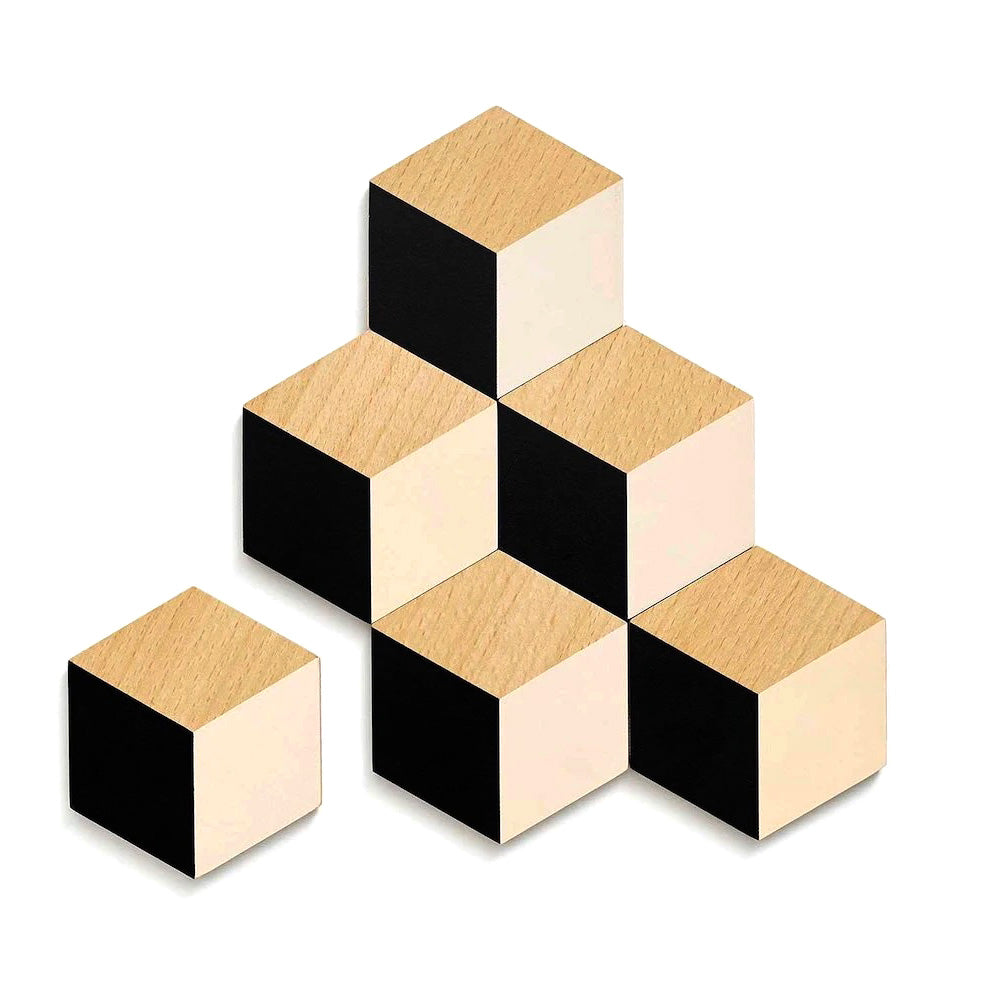 Table Tiles Coasters│Areaware│Onderzetters Zwart/Beige│pyramide vorm met losse coaster