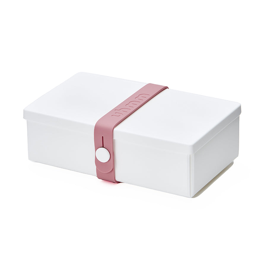 Uhmm 01 Wit│Opvouwbare Lunchbox│art. 982402│vooraanzicht met strap in delicate pink