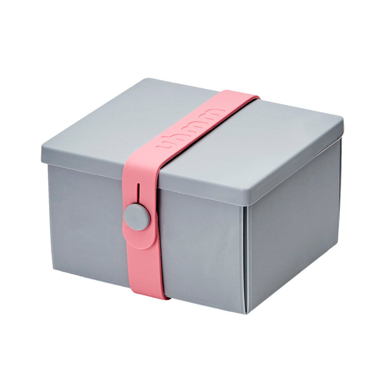 Uhmm 02 Opvouwbare Lunchbox Lightgrijs│art. 982411│vooraanzicht met strap delicate pink