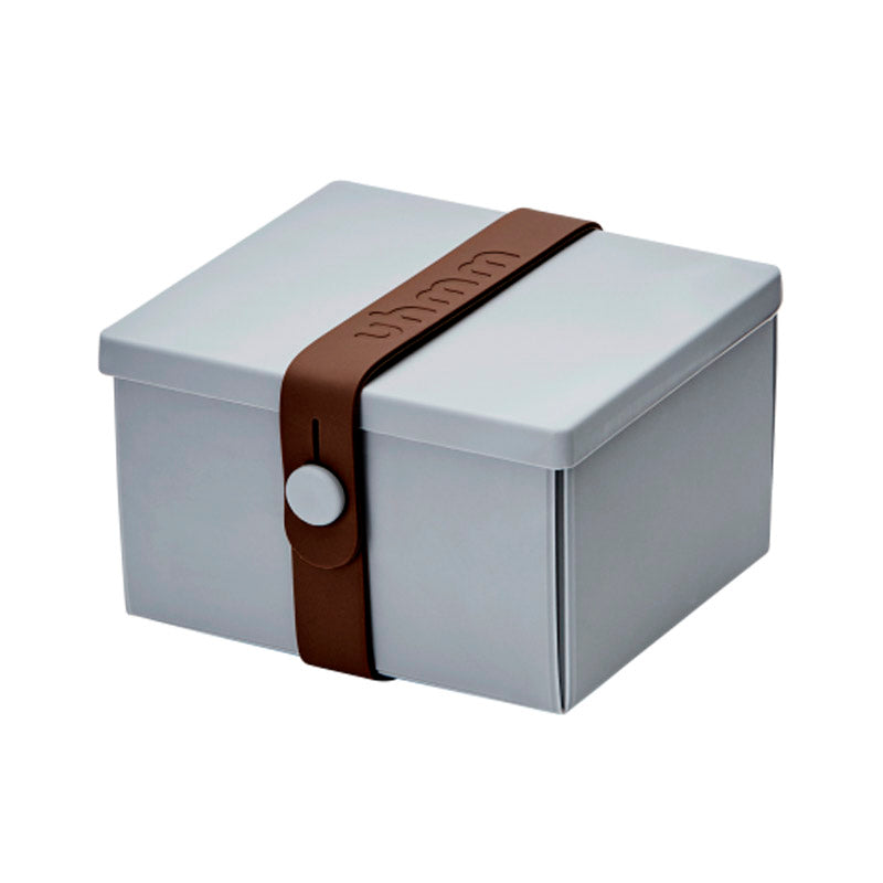 Uhmm 02 Opvouwbare Lunchbox Lightgrijs│art. 982411│vooraanzicht met strap Bruin