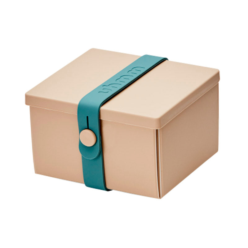 Uhmm 02 Opvouwbare Luchbox Mocca│art. 982410│vooraanzicht met strap Petrol