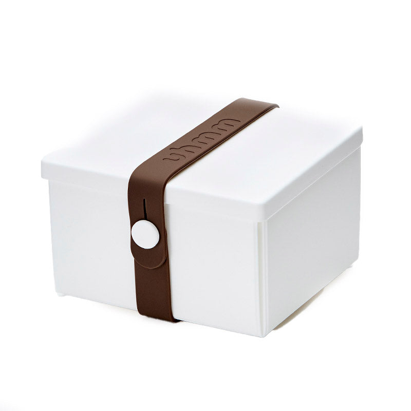 Uhmm 02 Opvouwbare Luchbox Wit│Art. 982409│vooraanzicht met strap Bruin