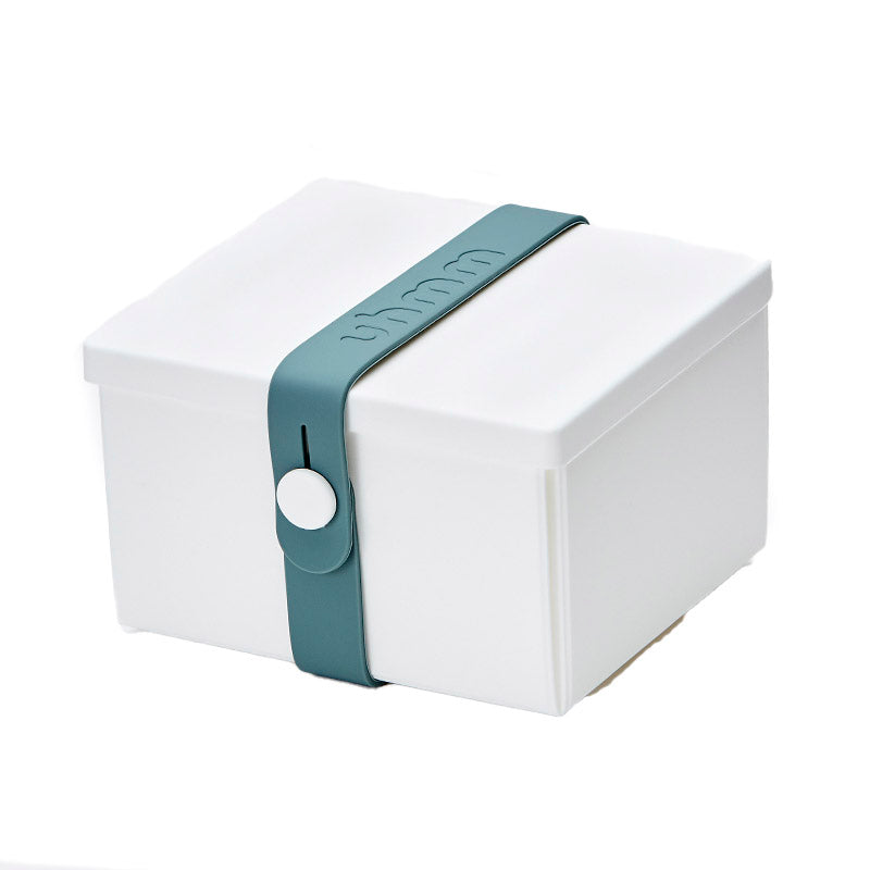 Uhmm 02 Opvouwbare Luchbox Wit│Art. 982409│vooraanzicht met strap Petrol