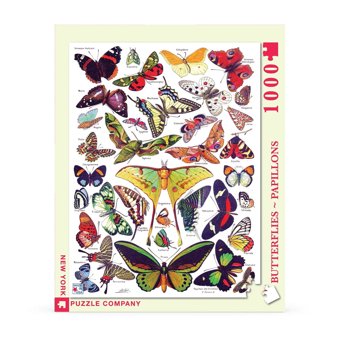 Puzzel Vintage Images Butterflies - Vlinders│New York Puzzle Company 1000 stukjes│art. PD633│voorkant verpakking