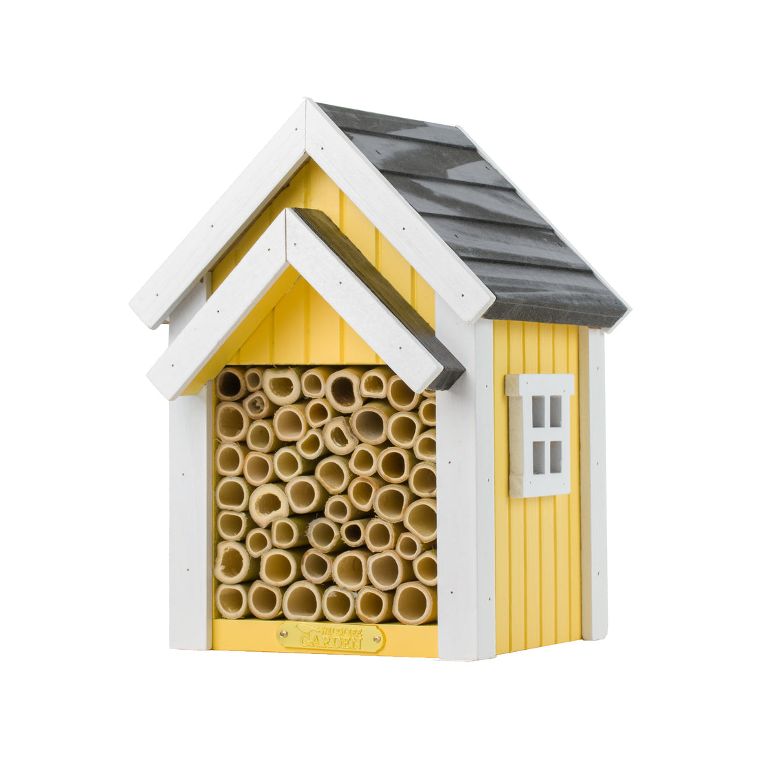 Bijennest Houten Huis Geel│Bee Nest Wildlife Garden│art. WG312│voorkant schuin met witte achtergrond